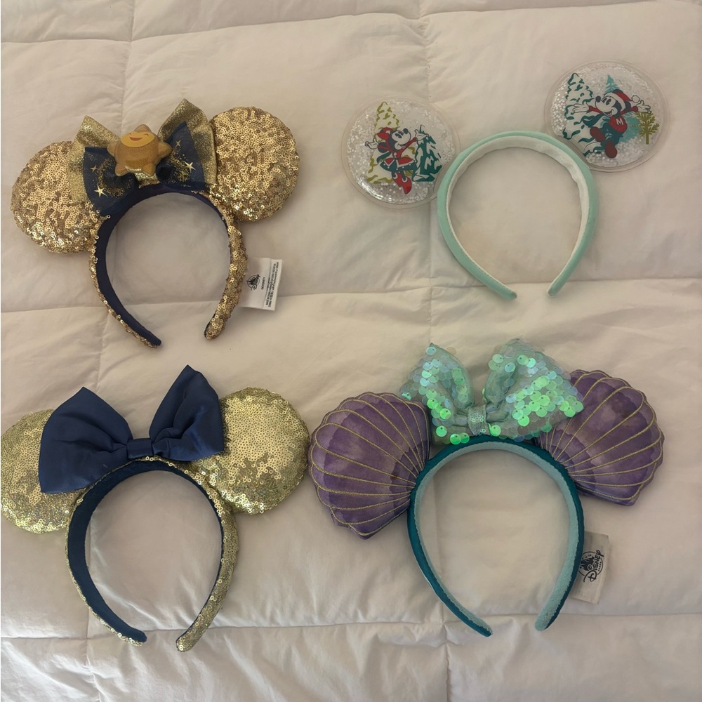Disney Gold, Purple, and Blue Minnie Ears Headbands
